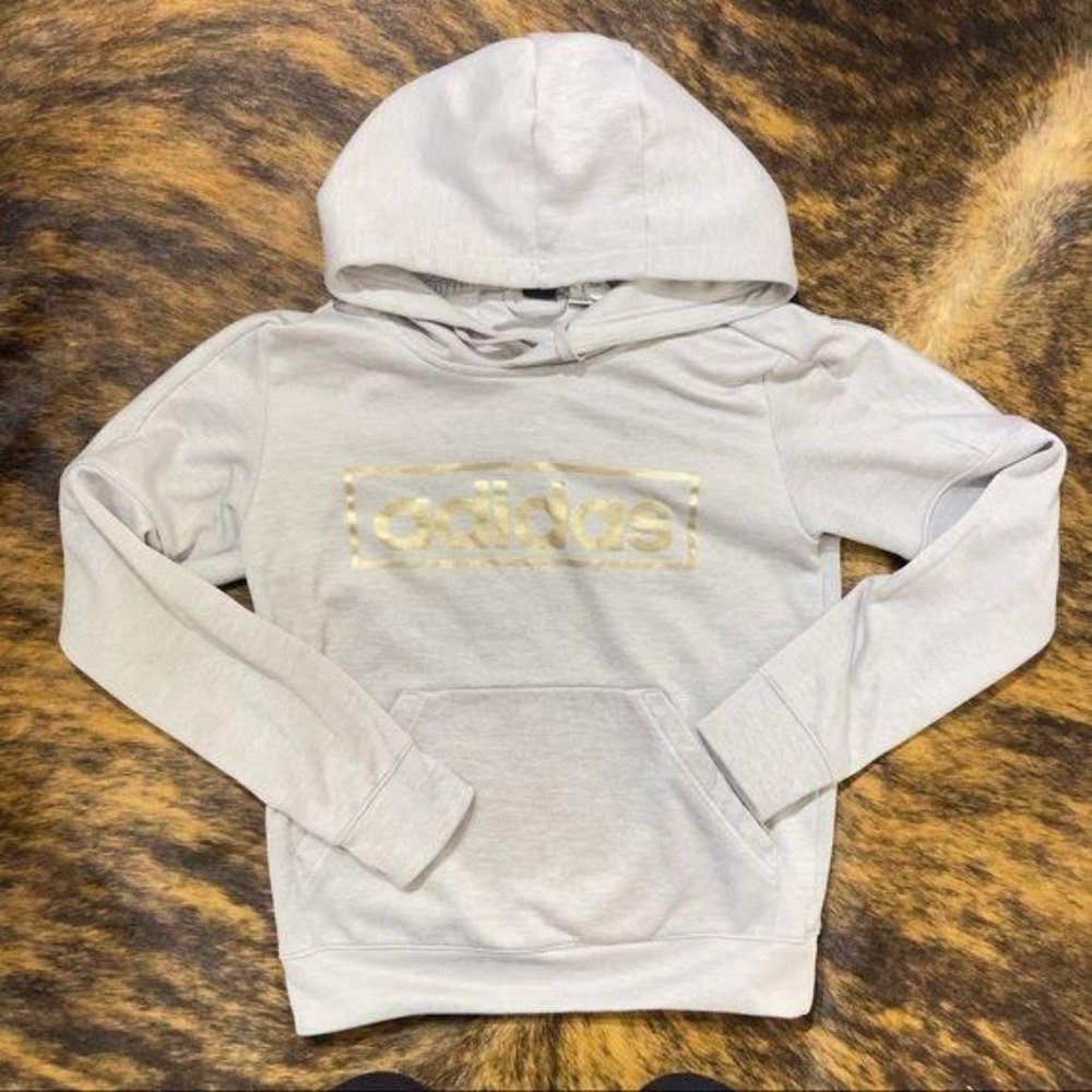 Adidas Hoodie Gray Pull Over Gold Foil Logo - Picture 8 of 8
